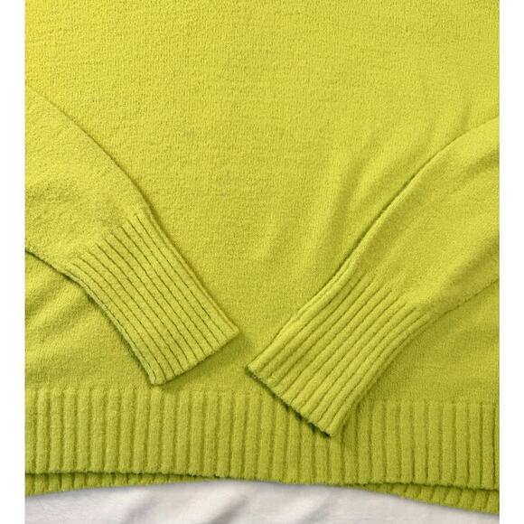 Free People Bright Yellow Green Sweater Turtleneck Mock Neck Knit Top Medium - Picture 7 of 10